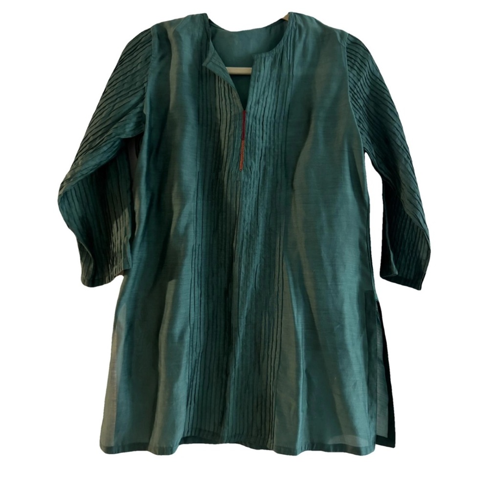New with tags Anokhi tunic silk & cotton  blue green size M